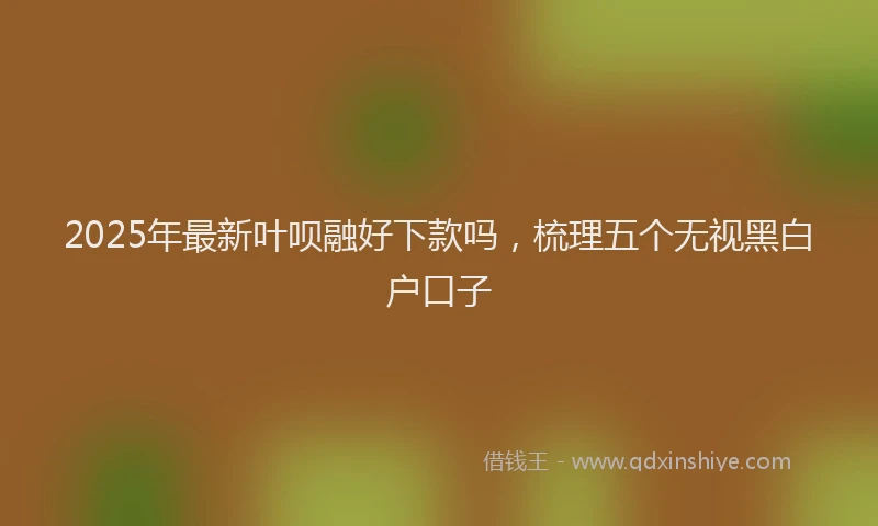 2025年最新叶呗融好下款吗，梳理五个无视黑白户口子