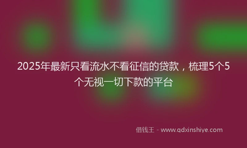 2025年最新只看流水不看征信的贷款，梳理5个5个无视一切下款的平台
