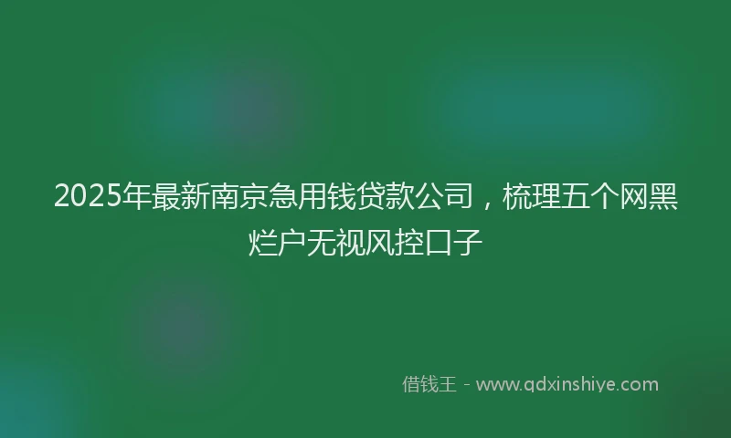 2025年最新南京急用钱贷款公司，梳理五个网黑烂户无视风控口子