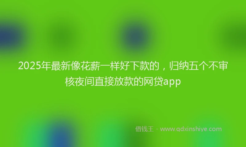 2025年最新像花薪一样好下款的，归纳五个不审核夜间直接放款的网贷app