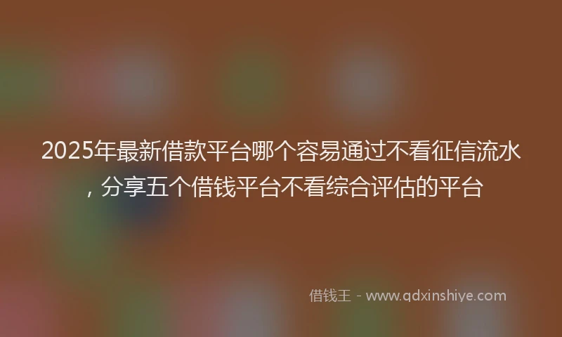 2025年最新借款平台哪个容易通过不看征信流水，分享五个借钱平台不看综合评估的平台
