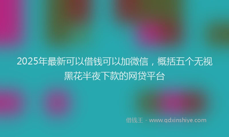 2025年最新可以借钱可以加微信，概括五个无视黑花半夜下款的网贷平台