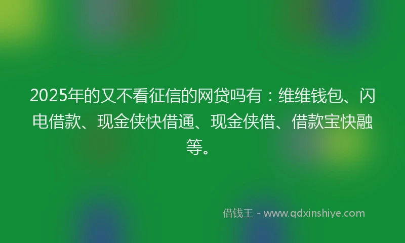 2025年的又不看征信的网贷吗有：维维钱包、闪电借款、现金侠快借通、现金侠借、借款宝快融等。