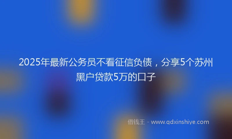 2025年最新公务员不看征信负债，分享5个苏州黑户贷款5万的口子