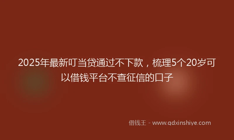 2025年最新叮当贷通过不下款，梳理5个20岁可以借钱平台不查征信的口子