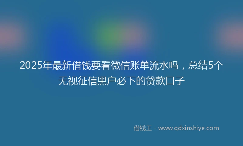 2025年最新借钱要看微信账单流水吗，总结5个无视征信黑户必下的贷款口子
