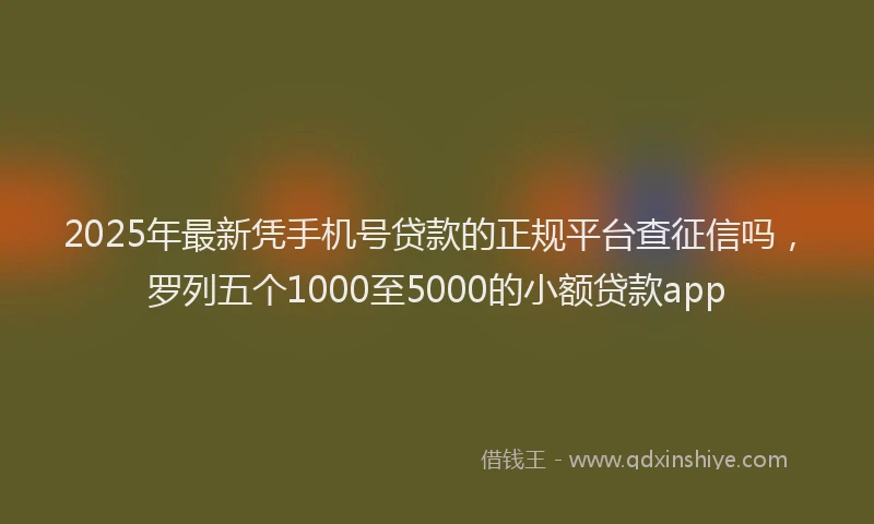 2025年最新凭手机号贷款的正规平台查征信吗，罗列五个1000至5000的小额贷款app