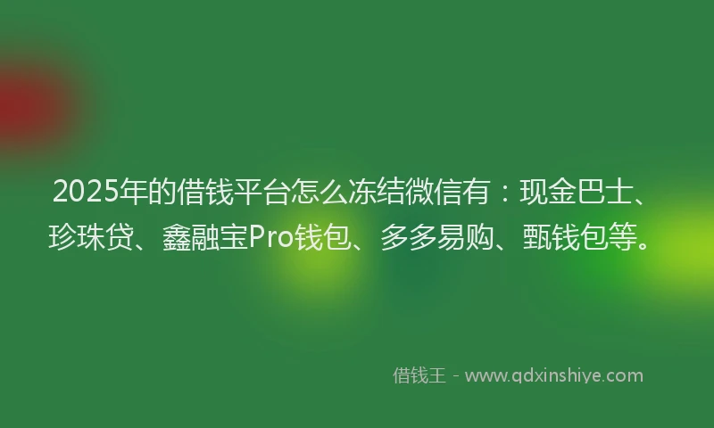 2025年的借钱平台怎么冻结微信有：现金巴士、珍珠贷、鑫融宝Pro钱包、多多易购、甄钱包等。