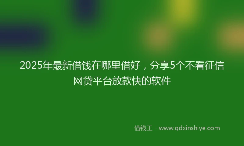 2025年最新借钱在哪里借好，分享5个不看征信网贷平台放款快的软件