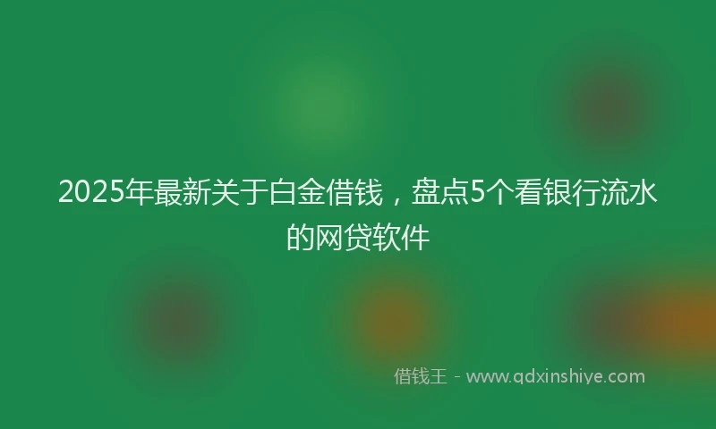 2025年最新关于白金借钱，盘点5个看银行流水的网贷软件