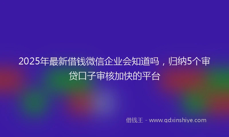 2025年最新借钱微信企业会知道吗，归纳5个审贷口子审核加快的平台