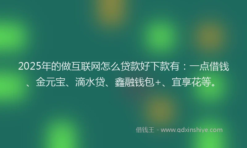 2025年的做互联网怎么贷款好下款有：一点借钱、金元宝、滴水贷、鑫融钱包+、宜享花等。