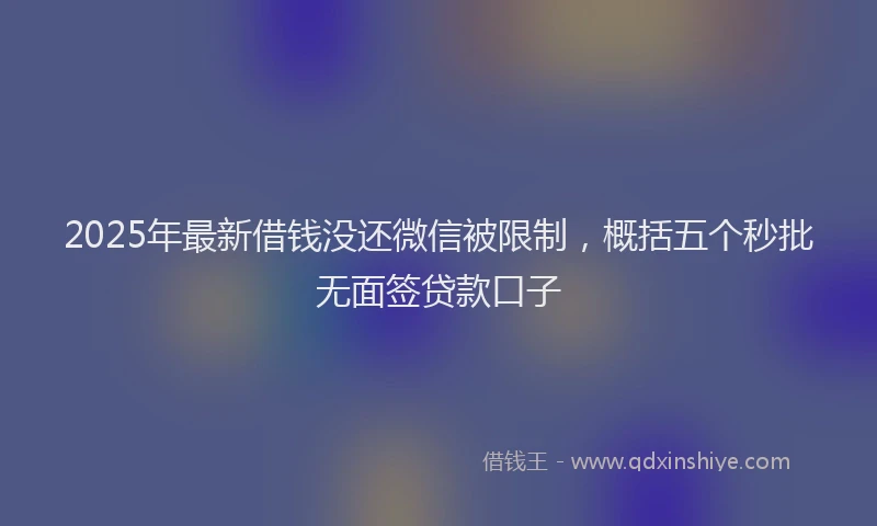 2025年最新借钱没还微信被限制，概括五个秒批无面签贷款口子