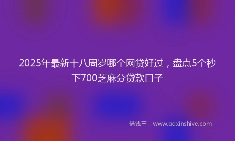 2025年最新十八周岁哪个网贷好过，盘点5个秒下700芝麻分贷款口子