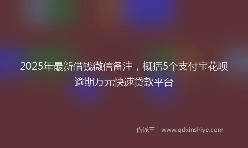 2025年最新借钱微信备注，概括5个支付宝花呗逾期万元快速贷款平台