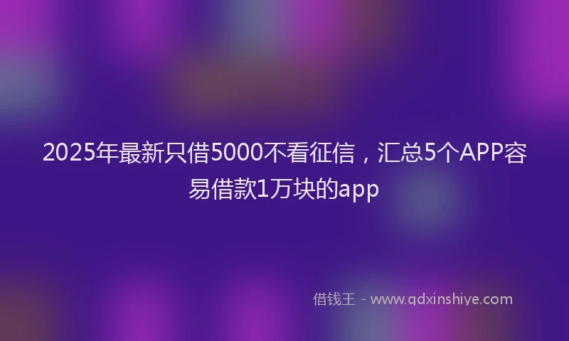 2025年最新只借5000不看征信，汇总5个APP容易借款1万块的app