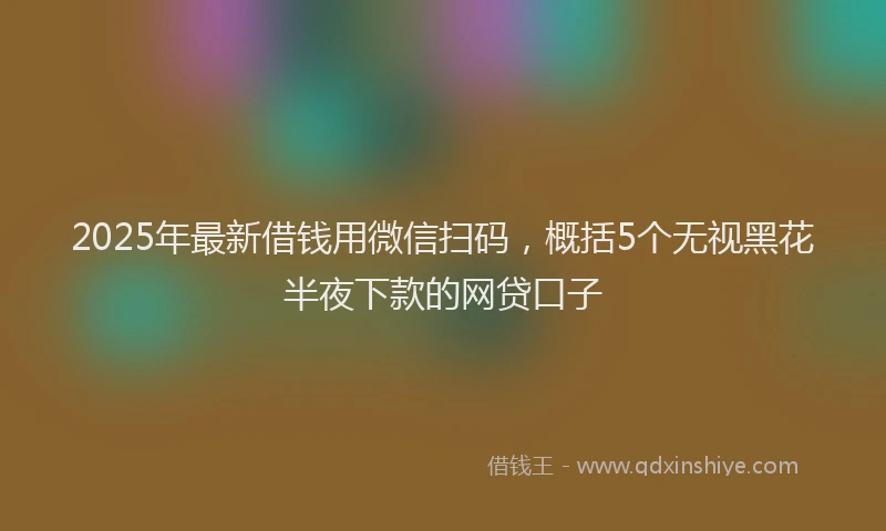 2025年最新借钱用微信扫码，概括5个无视黑花半夜下款的网贷口子