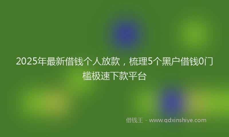 2025年最新借钱个人放款，梳理5个黑户借钱0门槛极速下款平台