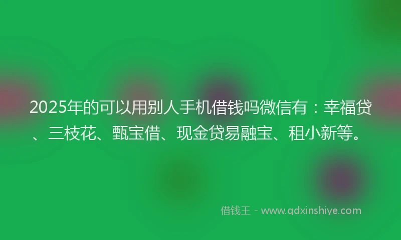 2025年的可以用别人手机借钱吗微信有：幸福贷、三枝花、甄宝借、现金贷易融宝、租小新等。