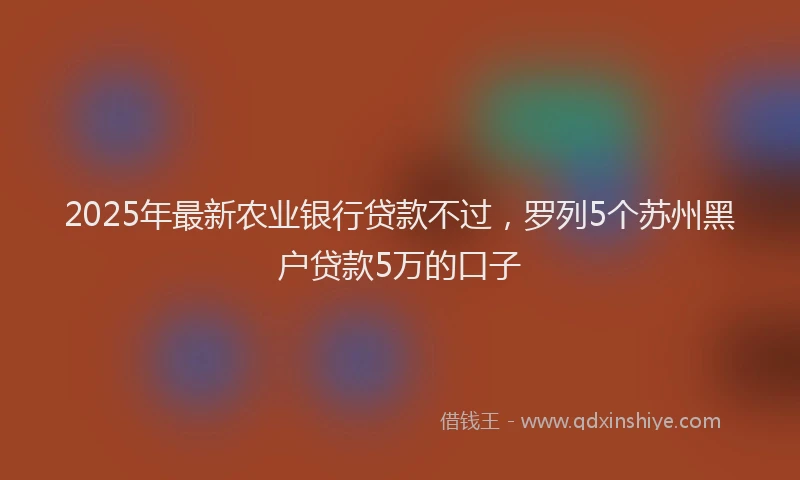 2025年最新农业银行贷款不过，罗列5个苏州黑户贷款5万的口子
