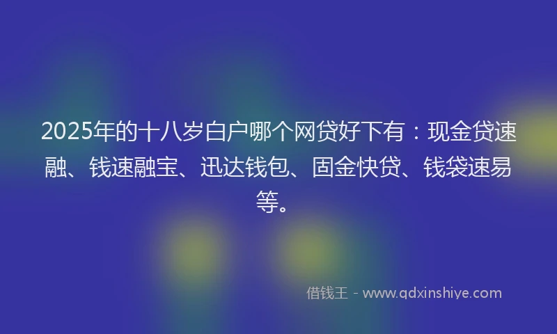 2025年的十八岁白户哪个网贷好下有：现金贷速融、钱速融宝、迅达钱包、固金快贷、钱袋速易等。