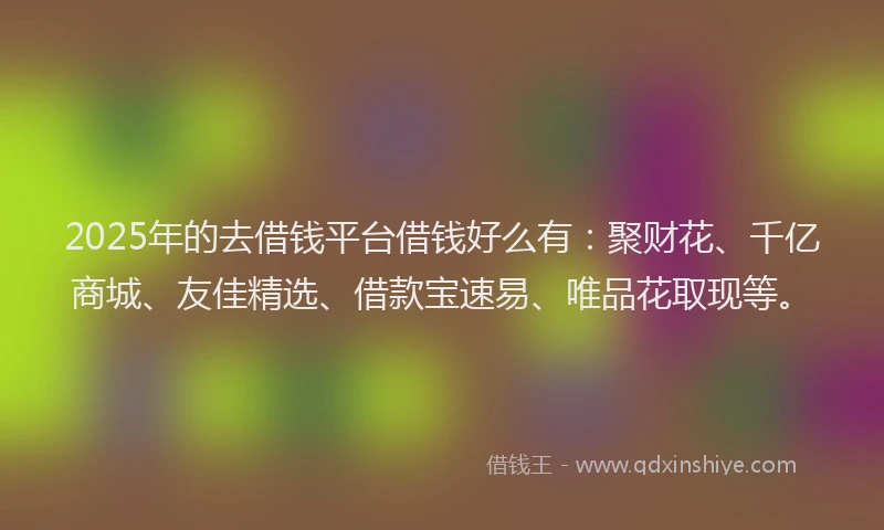 2025年的去借钱平台借钱好么有：聚财花、千亿商城、友佳精选、借款宝速易、唯品花取现等。