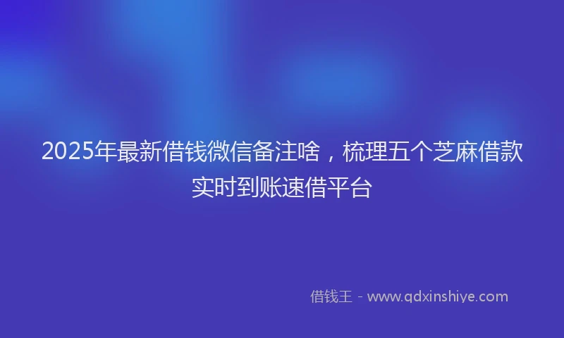 2025年最新借钱微信备注啥，梳理五个芝麻借款实时到账速借平台