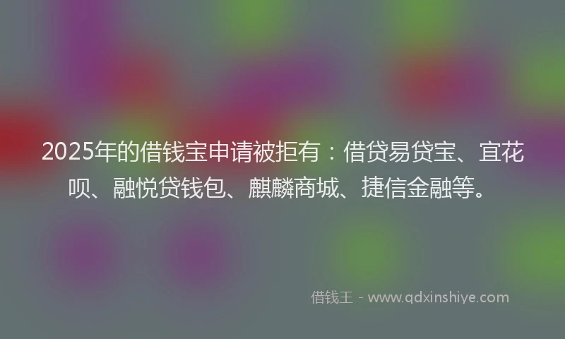 2025年的借钱宝申请被拒有：借贷易贷宝、宜花呗、融悦贷钱包、麒麟商城、捷信金融等。