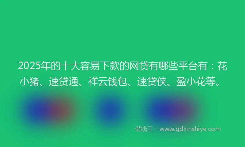 2025年的十大容易下款的网贷有哪些平台有：花小猪、速贷通、祥云钱包、速贷侠、盈小花等。