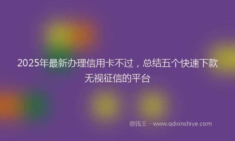 2025年最新办理信用卡不过，总结五个快速下款无视征信的平台
