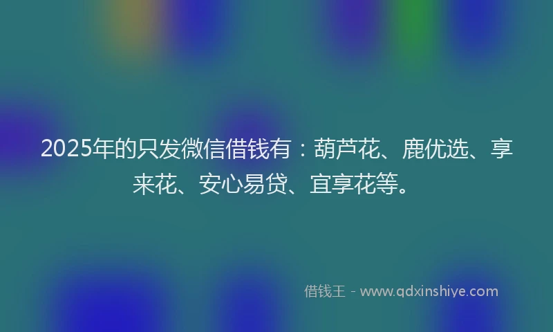 2025年的只发微信借钱有：葫芦花、鹿优选、享来花、安心易贷、宜享花等。