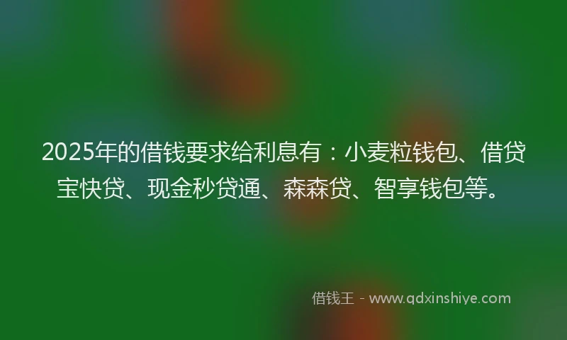 2025年的借钱要求给利息有：小麦粒钱包、借贷宝快贷、现金秒贷通、森森贷、智享钱包等。