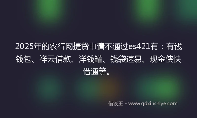 2025年的农行网捷贷申请不通过es421有：有钱钱包、祥云借款、洋钱罐、钱袋速易、现金侠快借通等。