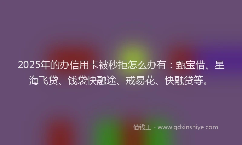2025年的办信用卡被秒拒怎么办有：甄宝借、星海飞贷、钱袋快融途、戒易花、快融贷等。