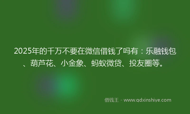 2025年的千万不要在微信借钱了吗有：乐融钱包、葫芦花、小金象、蚂蚁微贷、投友圈等。