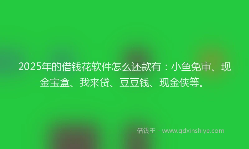 2025年的借钱花软件怎么还款有：小鱼免审、现金宝盒、我来贷、豆豆钱、现金侠等。