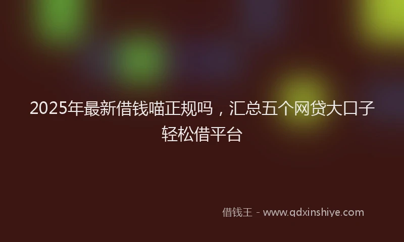 2025年最新借钱喵正规吗，汇总五个网贷大口子轻松借平台