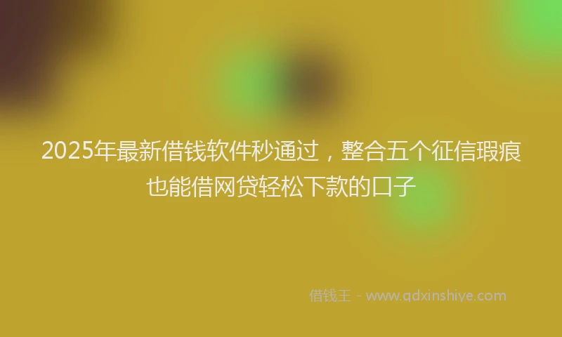 2025年最新借钱软件秒通过，整合五个征信瑕疵也能借网贷轻松下款的口子