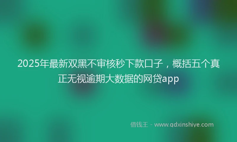 2025年最新双黑不审核秒下款口子，概括五个真正无视逾期大数据的网贷app