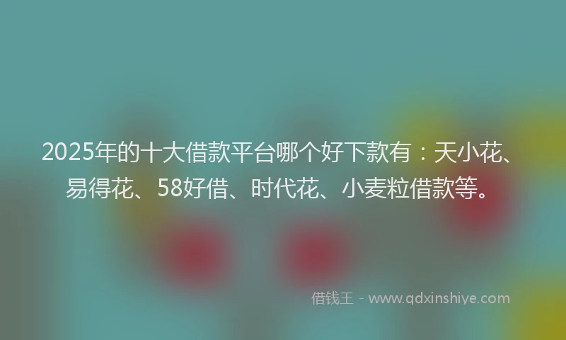 2025年的十大借款平台哪个好下款有：天小花、易得花、58好借、时代花、小麦粒借款等。