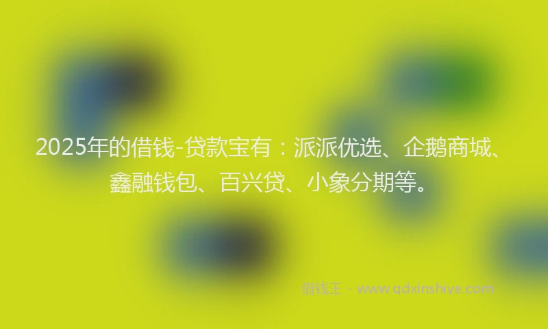 2025年的借钱-贷款宝有：派派优选、企鹅商城、鑫融钱包、百兴贷、小象分期等。