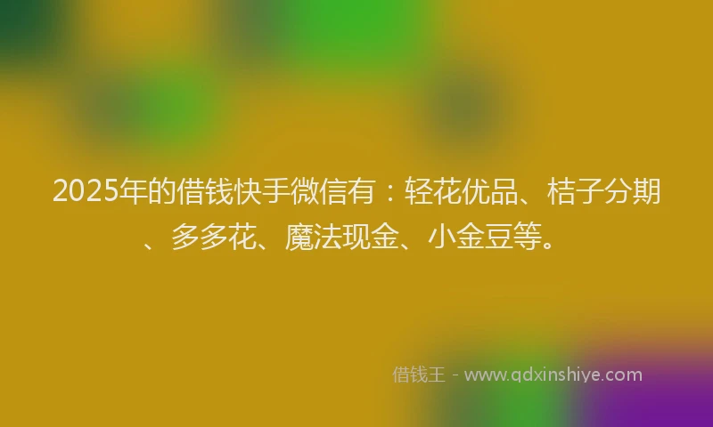 2025年的借钱快手微信有：轻花优品、桔子分期、多多花、魔法现金、小金豆等。