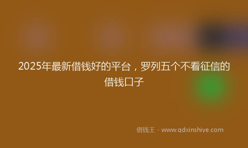 2025年最新借钱好的平台，罗列五个不看征信的借钱口子