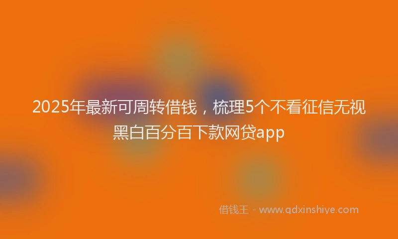 2025年最新可周转借钱，梳理5个不看征信无视黑白百分百下款网贷app