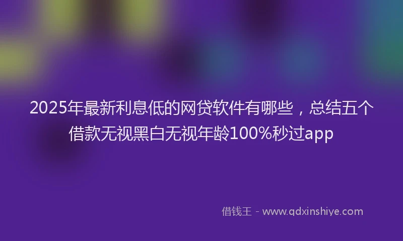 2025年最新利息低的网贷软件有哪些，总结五个借款无视黑白无视年龄100%秒过app