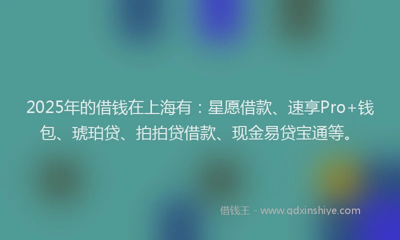 2025年的借钱在上海有：星愿借款、速享Pro+钱包、琥珀贷、拍拍贷借款、现金易贷宝通等。