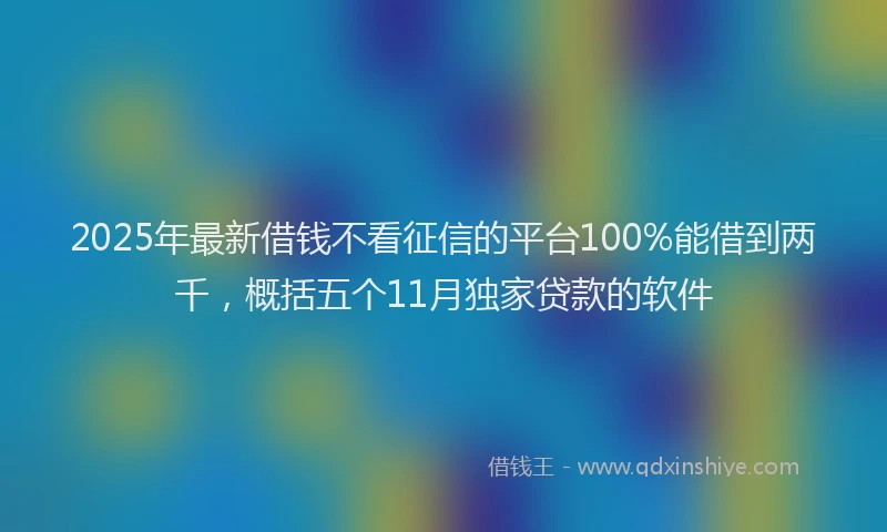 2025年最新借钱不看征信的平台100%能借到两千，概括五个11月独家贷款的软件