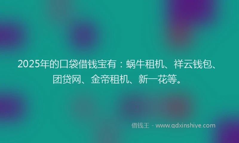 2025年的口袋借钱宝有：蜗牛租机、祥云钱包、团贷网、金帝租机、新一花等。
