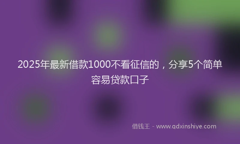 2025年最新借款1000不看征信的，分享5个简单容易贷款口子
