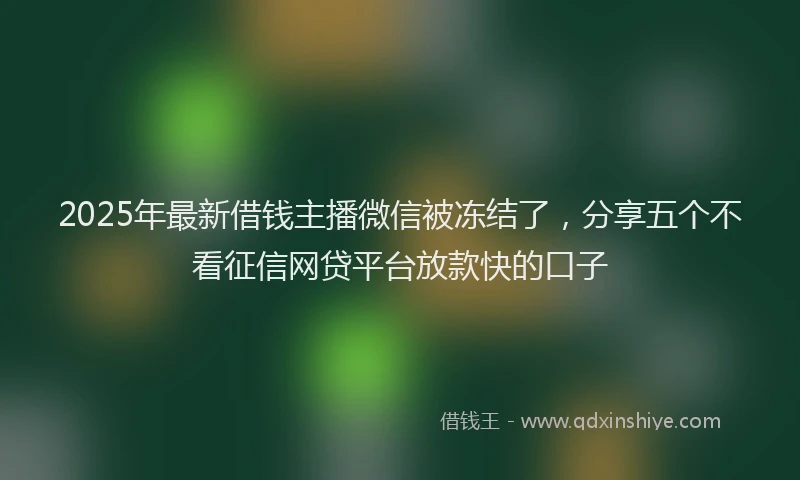 2025年最新借钱主播微信被冻结了，分享五个不看征信网贷平台放款快的口子